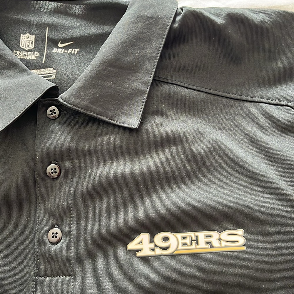 San Francisco 49ers Polo Shirt Nike On Field NFL Short Sleeve Black Large